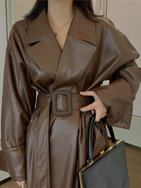 Trench coat en similicuir oversize – Image 3