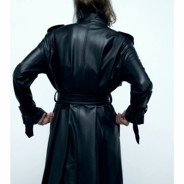 Trench coat noir similicuir – Image 5