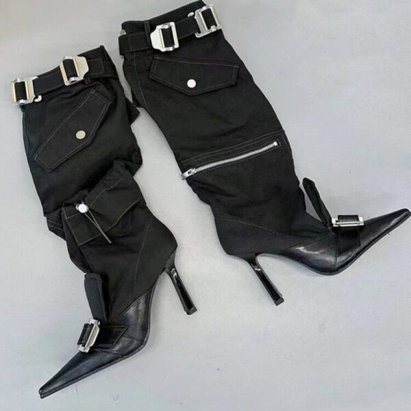 Bottes à talons hauts pointus style ceinture – Image 5