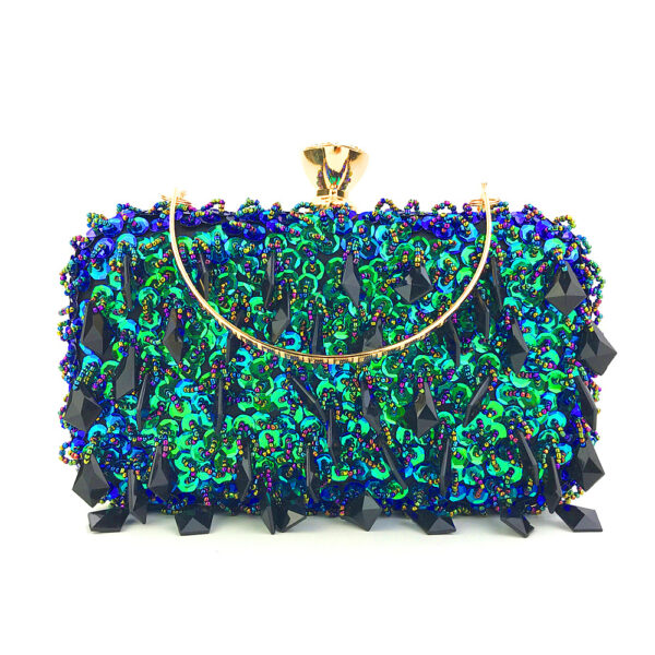 Hand-Held Evening Bag Handmade Double-Sided Bead Embroidery Bag Sequin Bag Ladies Evening Bag