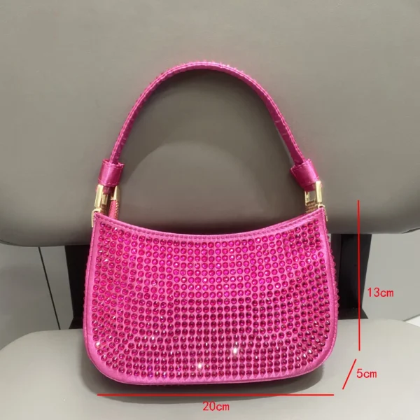 Sac à main Rose strass soirée pochette femme – Image 2