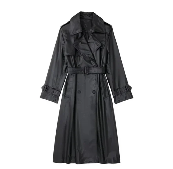 Trench coat noir similicuir