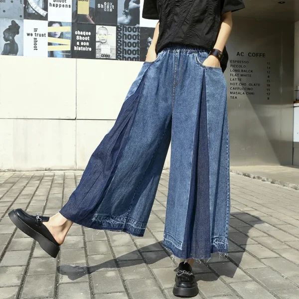 Korean Style Women Jeans Denim Wide Leg Jean Boots Fashion Loose Long Length Streetwear Female Pants Casual Solid Pant – Image 4