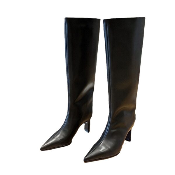 Bottes noir a talon carré en simili cuir