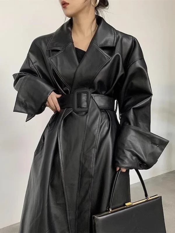 Trench coat en similicuir oversize – Image 2