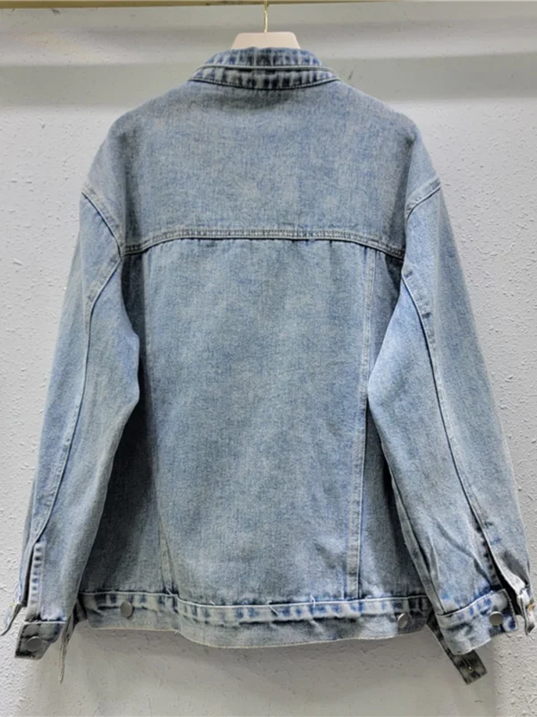 Veste en Jean Denim incrustés de bijoux pour femme – Image 2