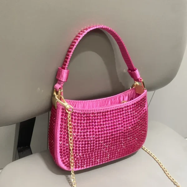 Sac à main Rose strass soirée pochette femme – Image 6