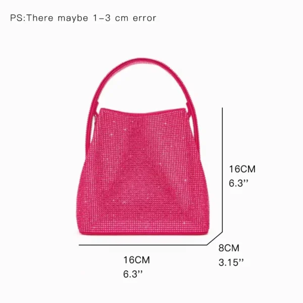 Mode femme brillant strass pour soirée soirée Rose rouge diamant femme poignée supérieure pochette sac à main bandoulière sac à main. – Image 2