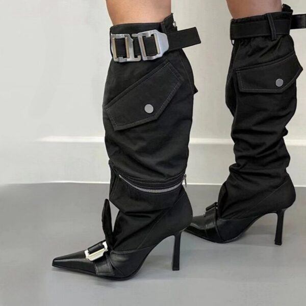 Bottes à talons hauts pointus style ceinture – Image 6