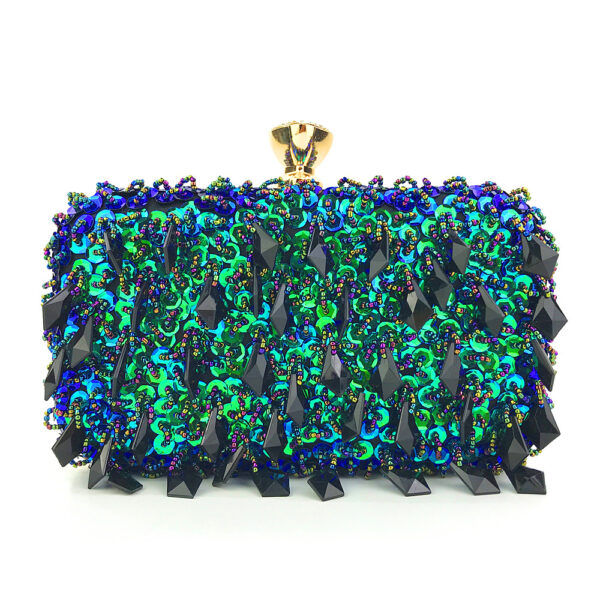 Hand-Held Evening Bag Handmade Double-Sided Bead Embroidery Bag Sequin Bag Ladies Evening Bag – Image 3