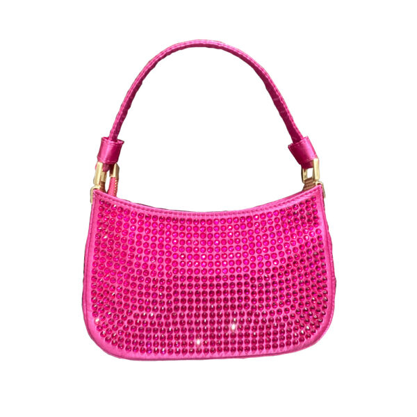 Sac à main Rose strass soirée pochette femme