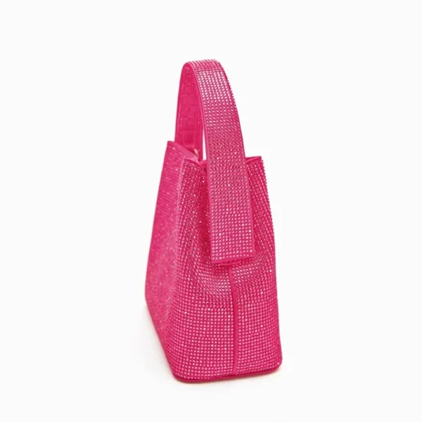 Mode femme brillant strass pour soirée soirée Rose rouge diamant femme poignée supérieure pochette sac à main bandoulière sac à main. – Image 3
